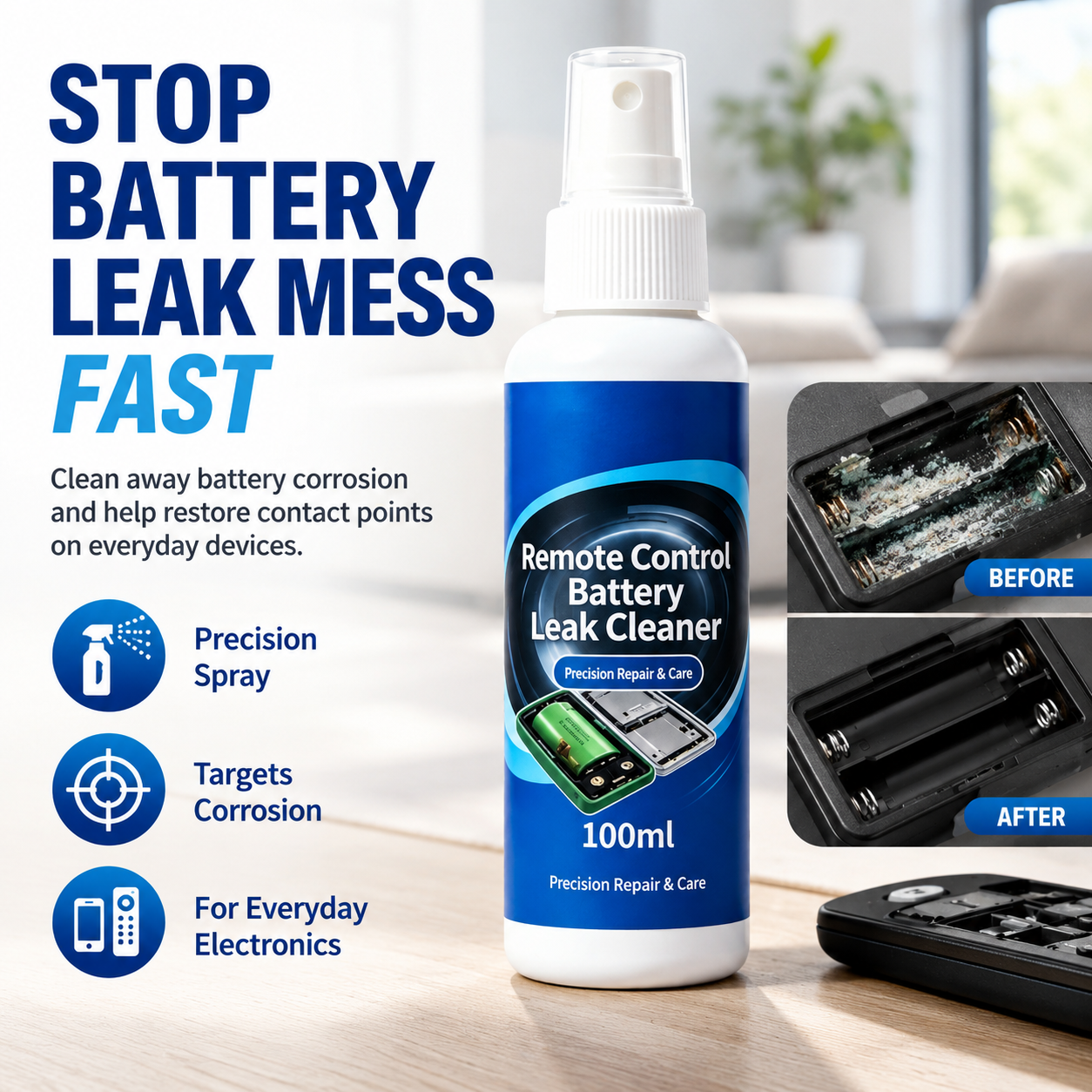 FISHLEANO Batteriefachreiniger zur Beseitigung von Batterieleckage