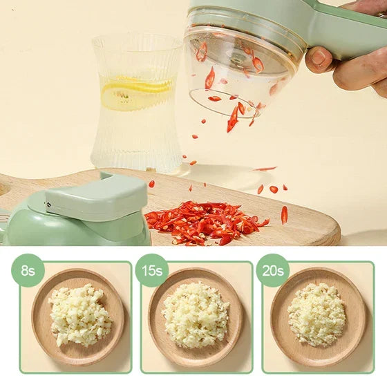 🧄🔄 Knoblauchpresse kabellos – 2 Klingen, USB-C – für Knoblauch, Chili & Kräuter! 🌿