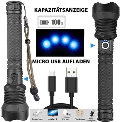 🔦50 % Rabatt! 🎉 Wiederaufladbare Taschenlampe mit 90.000 Lumen – Extrem hell, wasserdicht und mit langer Akkulaufzeit 📦