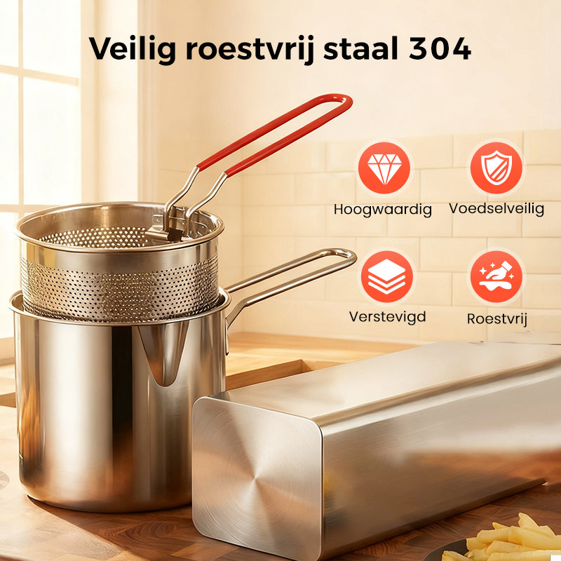 🍳 50% RABATT! 🍟 Multifunktionale Fritteuse aus Edelstahl 304 – Robust, hitzebeständig & vielseitig – Ideal für knuspriges Frittieren zu Hause ✨