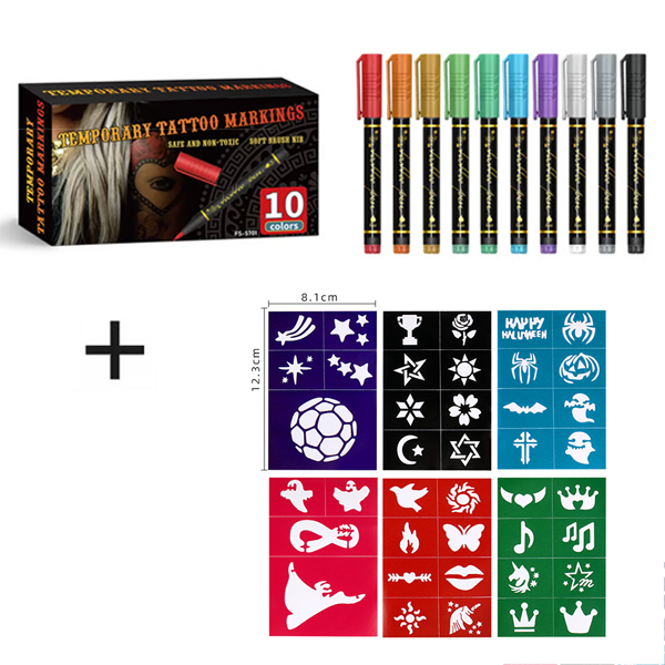🎨Jetzt 50 % Rabatt! Temporäre Tattoo-Stifte für die Haut – Langanhaltende, wasserfeste Körperkunst-Tattoo-Stifte, DIY-Set für temporäre Tattoos für Partys, Festivals, Halloween & Cosplay