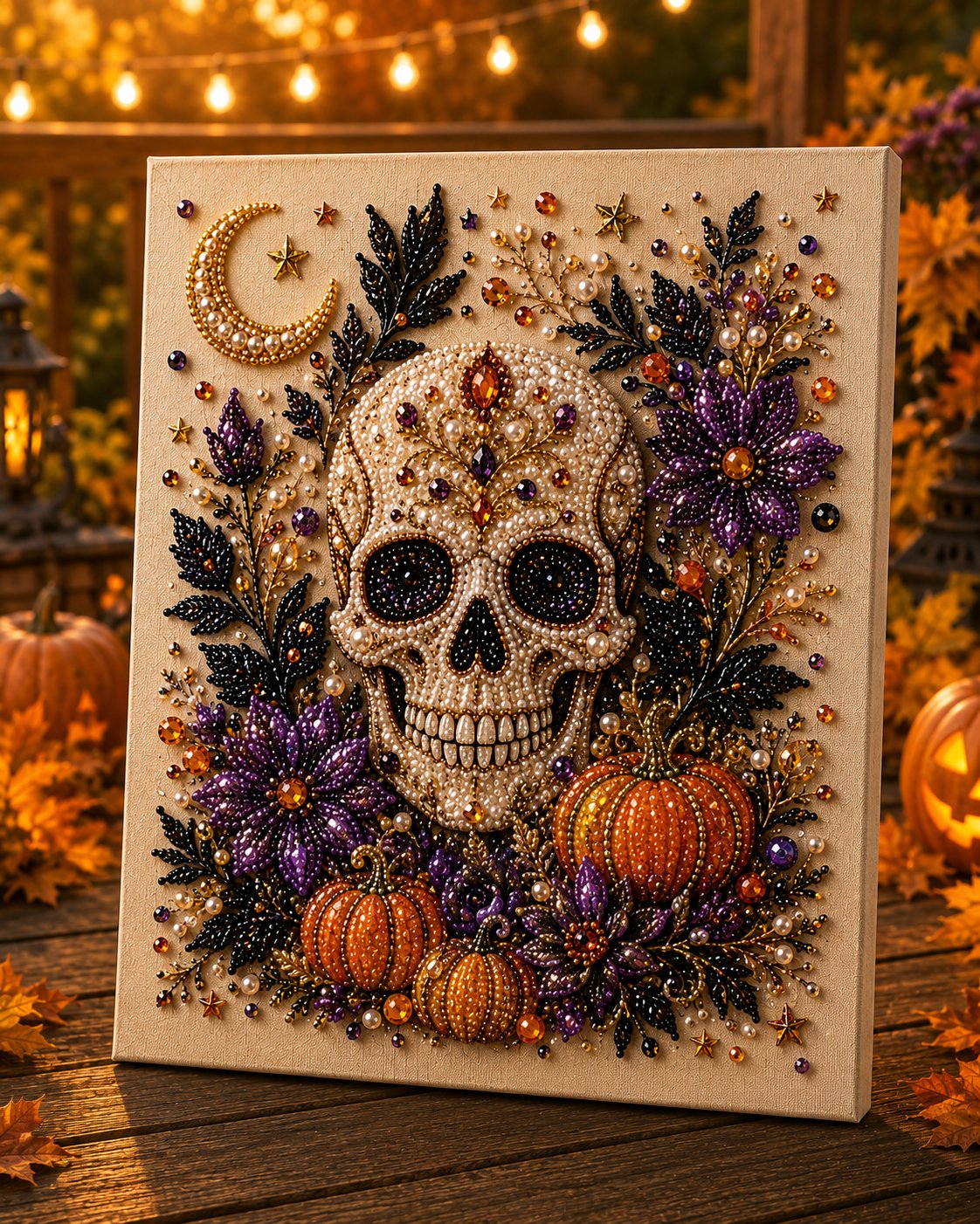 💥 Letzter Tag 50% RABATT👻✨50.000 VERKAUFT!🎃 Halloween Perlkunst DIY-Kit – Keine Malfähigkeiten erforderlich, einfach Perlen zuordnen und platzieren. Erstelle gruselig-süße Dekoration für ein gemütliches Herbst-Zuhause! 🧵🖼️