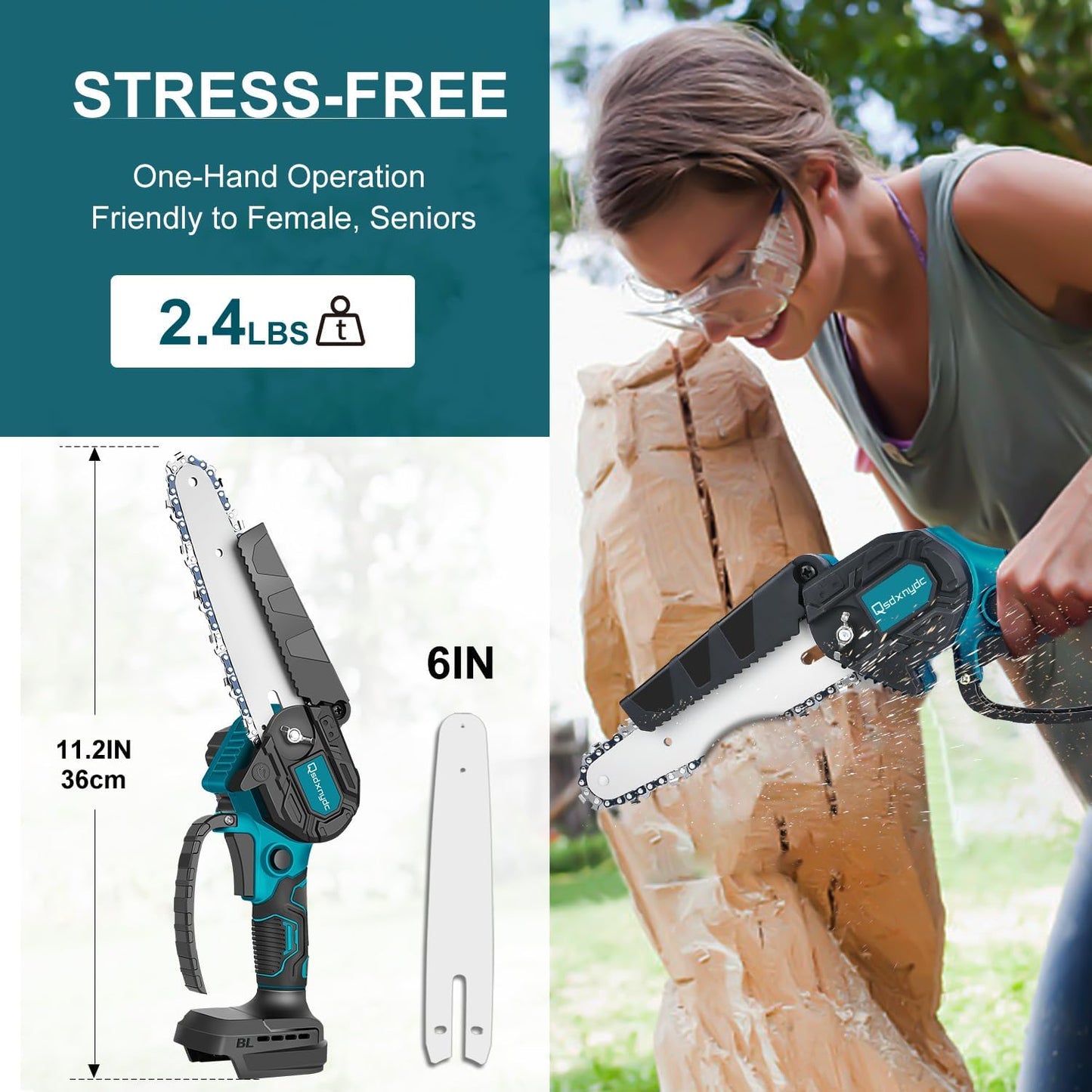 🌲 LIMITIERTES ANGEBOT 50% RABATT! ✨ 6-Zoll-Akku-Minikettensäge – Leistungsstark, Leicht, Mit 2 Akkus ⚡