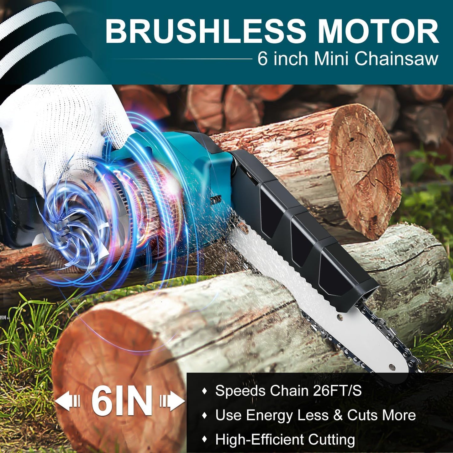 🌲 LIMITIERTES ANGEBOT 50% RABATT! ✨ 6-Zoll-Akku-Minikettensäge – Leistungsstark, Leicht, Mit 2 Akkus ⚡