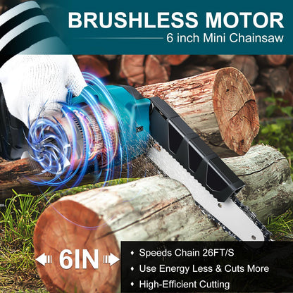 🌲 LIMITIERTES ANGEBOT 50% RABATT! ✨ 6-Zoll-Akku-Minikettensäge – Leistungsstark, Leicht, Mit 2 Akkus ⚡