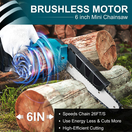 🌲 LIMITIERTES ANGEBOT 50% RABATT! ✨ 6-Zoll-Akku-Minikettensäge – Leistungsstark, Leicht, Mit 2 Akkus ⚡