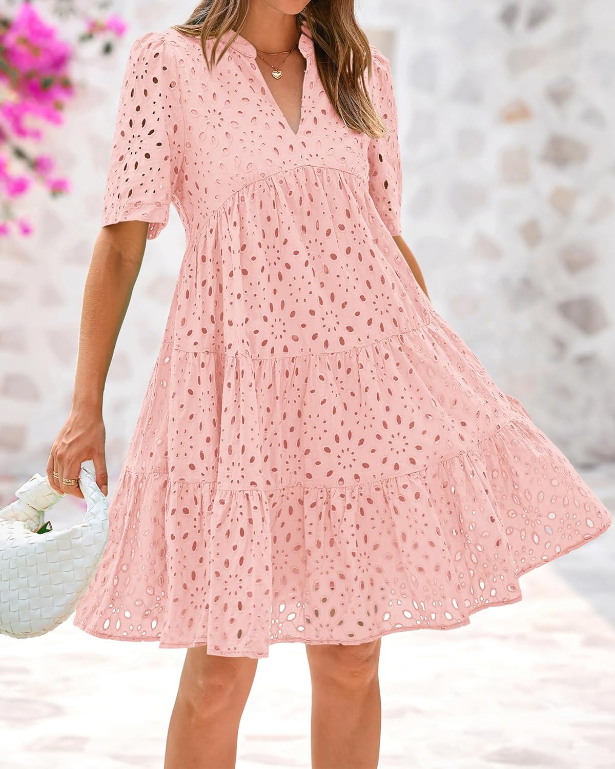 ⏰2025 Heißer Verkauf - Elegantes, lässiges Minikleid mit ausgehöhlter Spitze und Rüschen für Damen