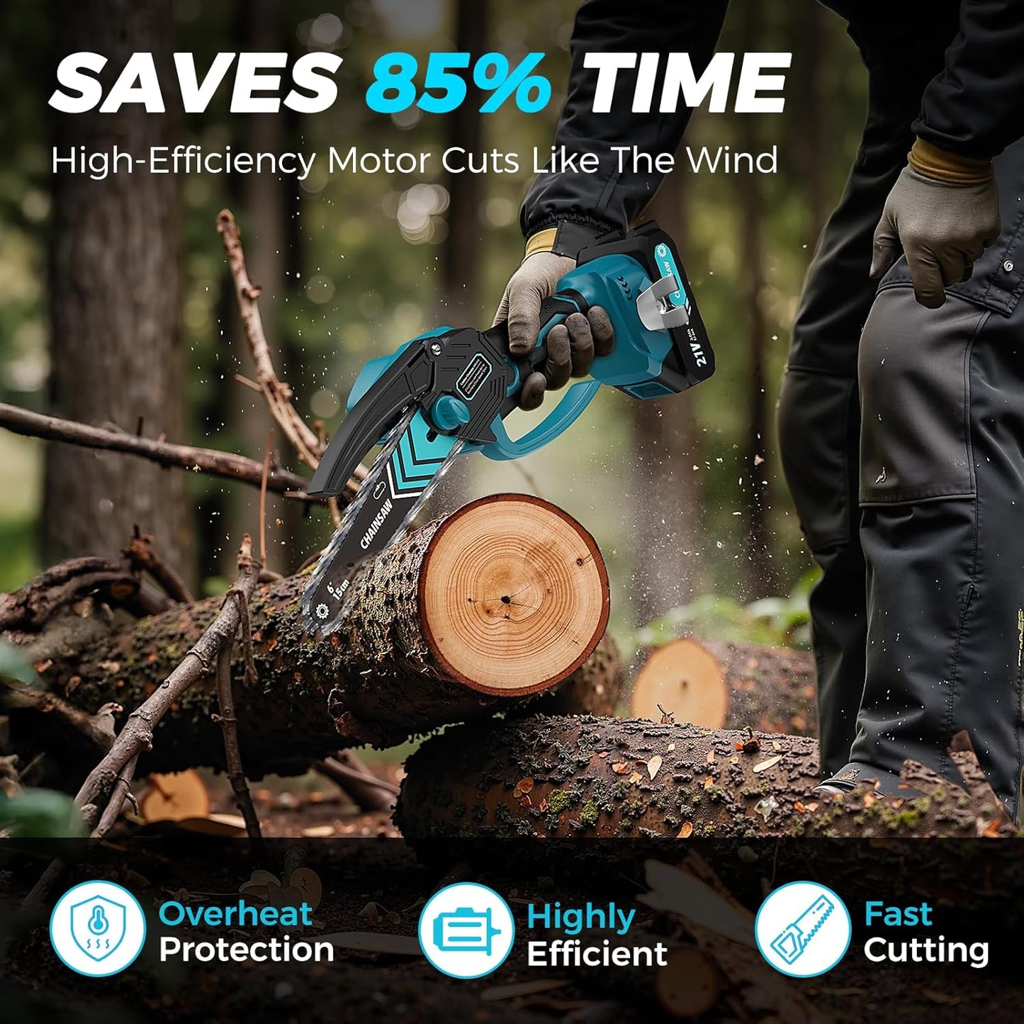 🌲 LIMITIERTES ANGEBOT 50% RABATT! ✨ 6-Zoll-Akku-Minikettensäge – Leistungsstark, Leicht, Mit 2 Akkus ⚡