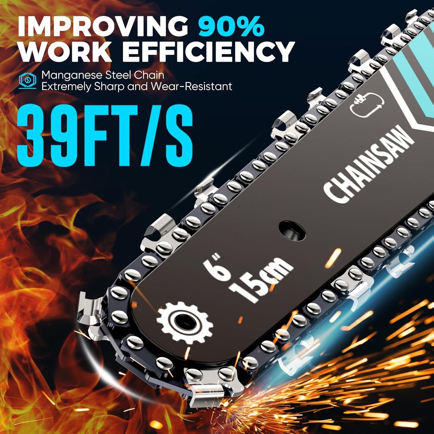 🌲 LIMITIERTES ANGEBOT 50% RABATT! ✨ 6-Zoll-Akku-Minikettensäge – Leistungsstark, Leicht, Mit 2 Akkus ⚡
