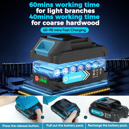 🌲 LIMITIERTES ANGEBOT 50% RABATT! ✨ 6-Zoll-Akku-Minikettensäge – Leistungsstark, Leicht, Mit 2 Akkus ⚡