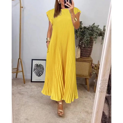 🔥Heute 35% Rabatt🔥Women Pleated Simple Solid Color Dress