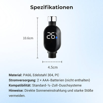💧 Duschthermometer 🌡️ Schluss mit Raten - Sofortige Temperatur! 🚿
