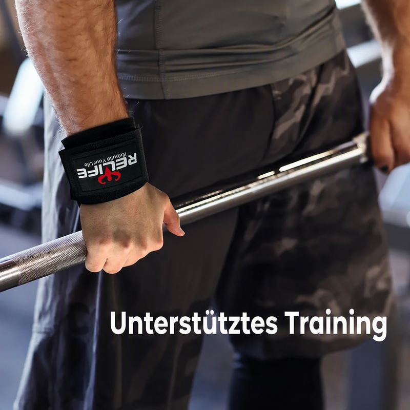 RELIFESPORTS Verstellbare Gewichtheber Handgelenkbänder (Paar) – Professionelle Wrist Straps & Lifting Grips für Krafttraining, Deadlifts, Klimmzüge und Fitnessstudio, Stabiler Handgelenkschutz für Damen und Herren
