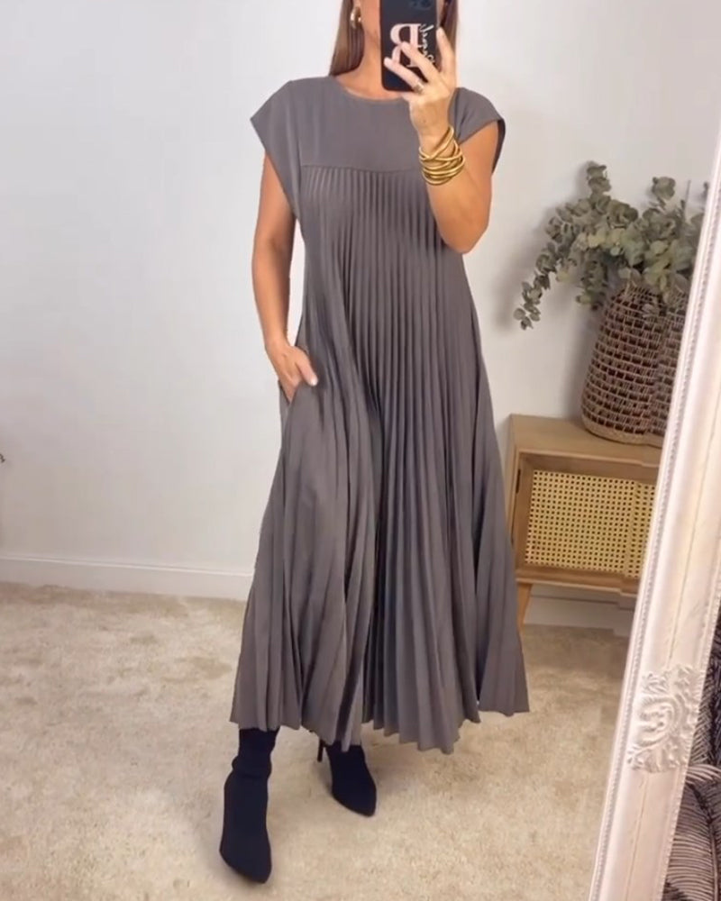 🔥Heute 35% Rabatt🔥Women Pleated Simple Solid Color Dress