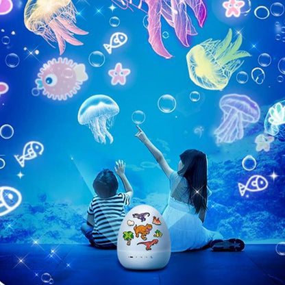 🦕🥚 Dino-Ei-Nachtlicht-Projektor mit Musik – 16 Farben, Timer, 360° drehbar – magisches Kinderzimmer! ✨