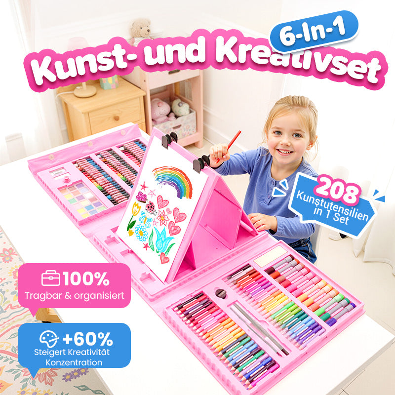 🎨 50% RABATT JETZT! ✨ Deluxe 6-in-1 Kreativ-Kunstset - Enthält Malwerkzeuge & 12 Farben für die Entwicklung kindlicher Fantasie 🧑‍🎨🌟