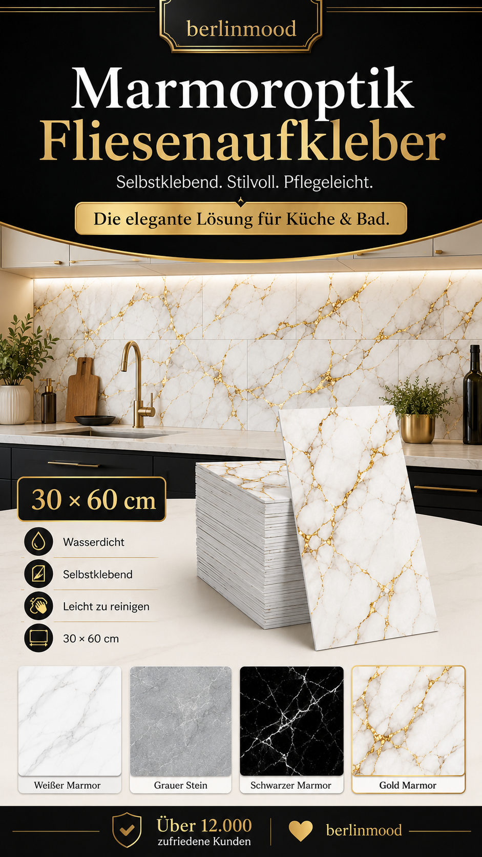 ✨🔥Feuchtigkeitsbeständige Wandaufkleber im Keramikfliesen-Look