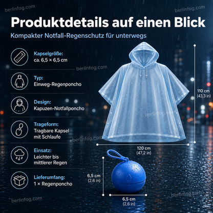 🥳HEISSER SALE 2026🥳💞50.000+ VERKAUFT!👵❤️  Einweg-Regenjacke in Mini-Kugelform (1 kaufen, 2 gratis)