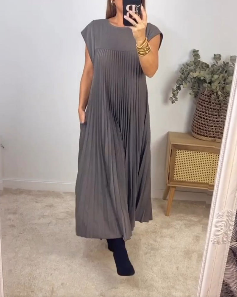 🔥Heute 35% Rabatt🔥Women Pleated Simple Solid Color Dress