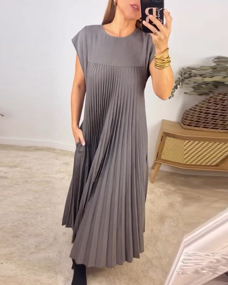 🔥Heute 35% Rabatt🔥Women Pleated Simple Solid Color Dress