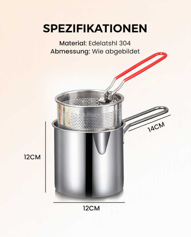 🍳 50% RABATT! 🍟 Multifunktionale Fritteuse aus Edelstahl 304 – Robust, hitzebeständig & vielseitig – Ideal für knuspriges Frittieren zu Hause ✨