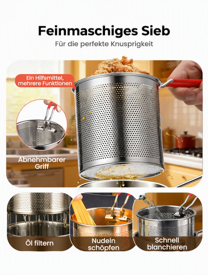 🍳 50% RABATT! 🍟 Multifunktionale Fritteuse aus Edelstahl 304 – Robust, hitzebeständig & vielseitig – Ideal für knuspriges Frittieren zu Hause ✨