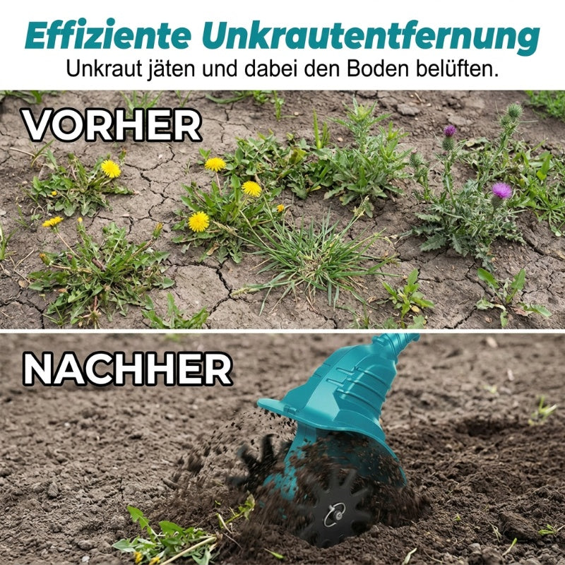 🌿59 % RABATT⚡ Akku-Motorhacke | Leistungsstarke Bodenlockerung · Verstellbarer Teleskopstiel · Lange Akkulaufzeit · Robuste Messer · Einfaches Gärtnern