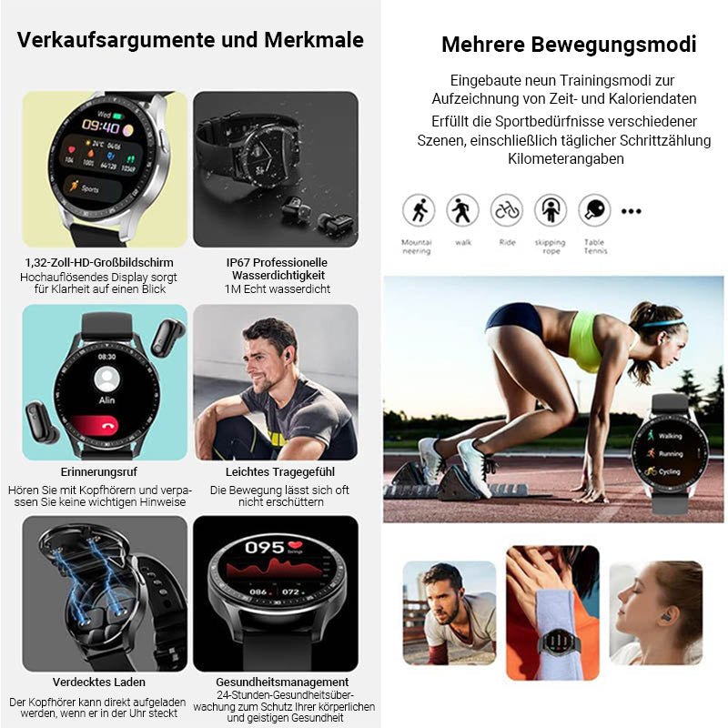 🔥45% Rabatt 🔥 2-in-1 Smartwatch mit Kopfhörern 💥