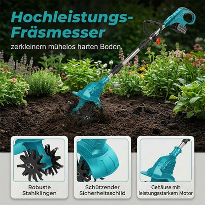 🌿59 % RABATT⚡ Akku-Motorhacke | Leistungsstarke Bodenlockerung · Verstellbarer Teleskopstiel · Lange Akkulaufzeit · Robuste Messer · Einfaches Gärtnern