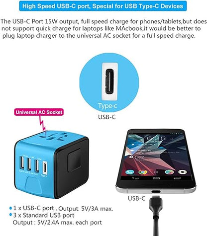 ✈️Internationaler Reise-Schnellladeanschluss 4USB-Port Anti-Single-Plug Smart Chip Global Universal Conversion Plug Travel Assistant🔋