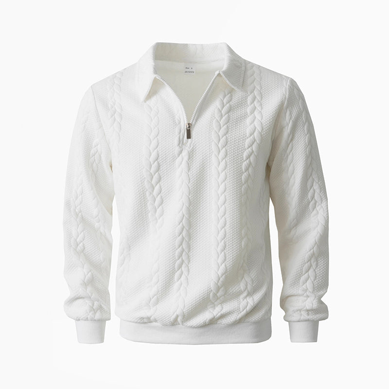 👔🧶 Lässiger Herrenpullover mit Halbreißverschluss – Zopfmuster für Wärme & Stil! Perfekt für Arbeit ✨ und Freizeit 🌿 aus nachhaltiger Baumwolle.