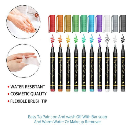 🎨Jetzt 50 % Rabatt! Temporäre Tattoo-Stifte für die Haut – Langanhaltende, wasserfeste Körperkunst-Tattoo-Stifte, DIY-Set für temporäre Tattoos für Partys, Festivals, Halloween & Cosplay