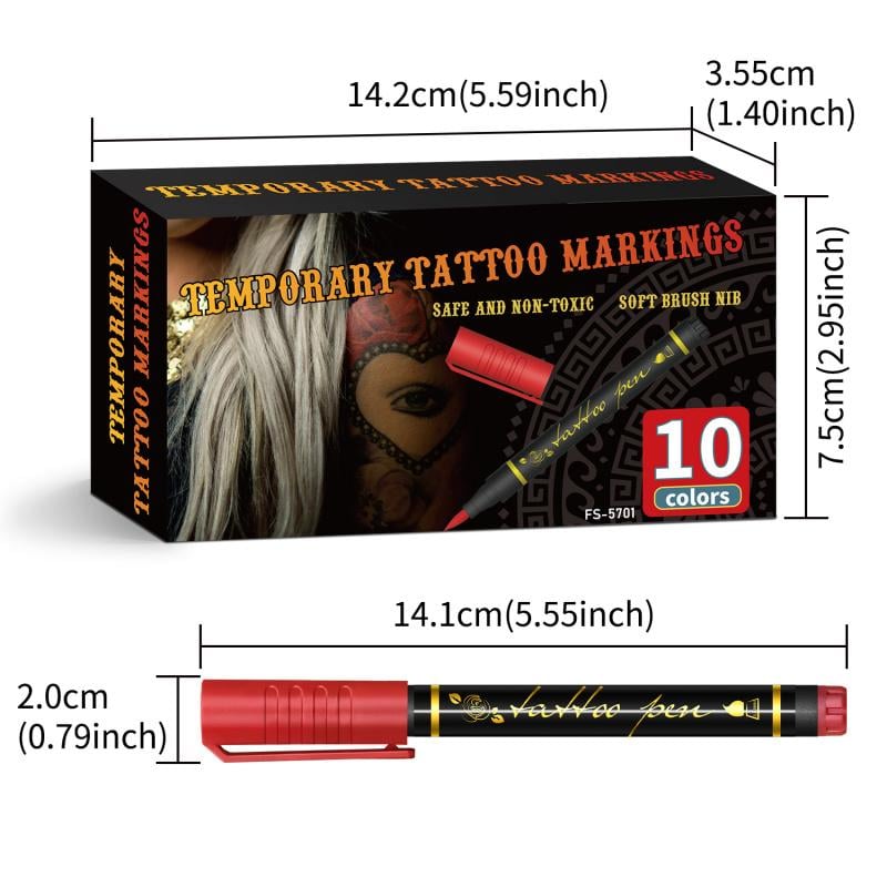 🎨Jetzt 50 % Rabatt! Temporäre Tattoo-Stifte für die Haut – Langanhaltende, wasserfeste Körperkunst-Tattoo-Stifte, DIY-Set für temporäre Tattoos für Partys, Festivals, Halloween & Cosplay