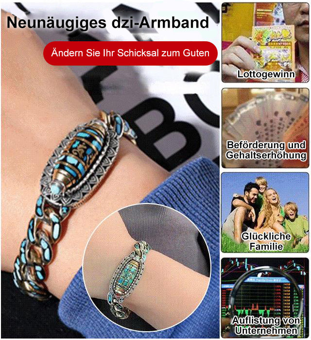 Türkises Sechs-Zeichen-Mantra-Neunäugiges Dzi-Perlenarmband