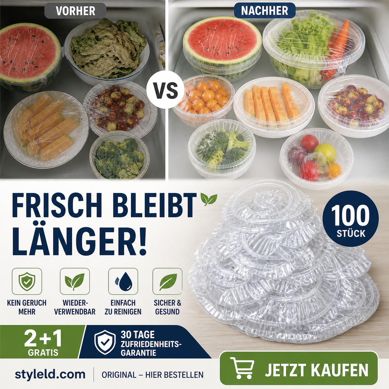 🍱 50% RABATT! 🧊 100 Pcs Einweg-Dehnfolien für Schalen & Teller – Elastisch, lebensmittelecht & vielseitig – Perfekte Alternative zu Frischhaltefolie für die Küche ✨