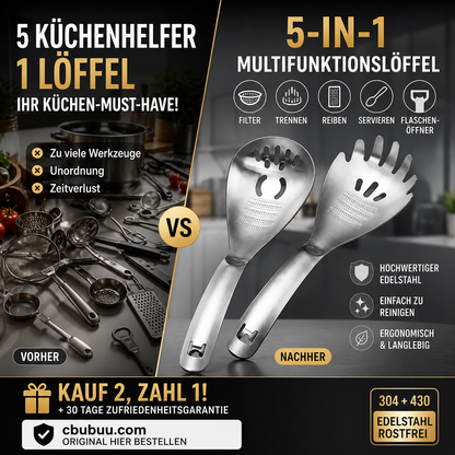 🥄 50% RABATT! 🍳 Multifunktionaler Edelstahl-Küchenlöffel – Vielseitig, robust & leicht zu reinigen – Ideal für Kochen, Servieren & Abtropfen ✨