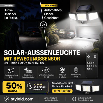 ☀️🛡️ Solar-Außenleuchte – Fernbedienung, 3 Modi, wasserdicht – für Einfahrten & Gärten! 🌿
