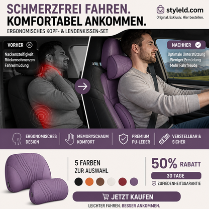 🚗💺 Lordosen- & Nackenstütze – ergonomisch, atmungsaktiv, verstellbar – Rückenschmerzen adé! 🌿