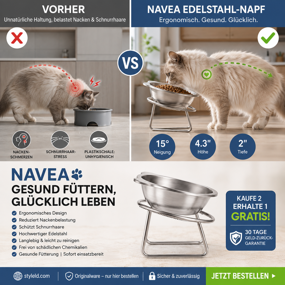 🥣2 kaufen, 1 gratis✨ Orthopädischer, um 15° geneigter Napf – Müheloses Essen, verringert das Risiko des Verschluckens und hilft Kindern und älteren Menschen, selbstständig zu essen 👶👴