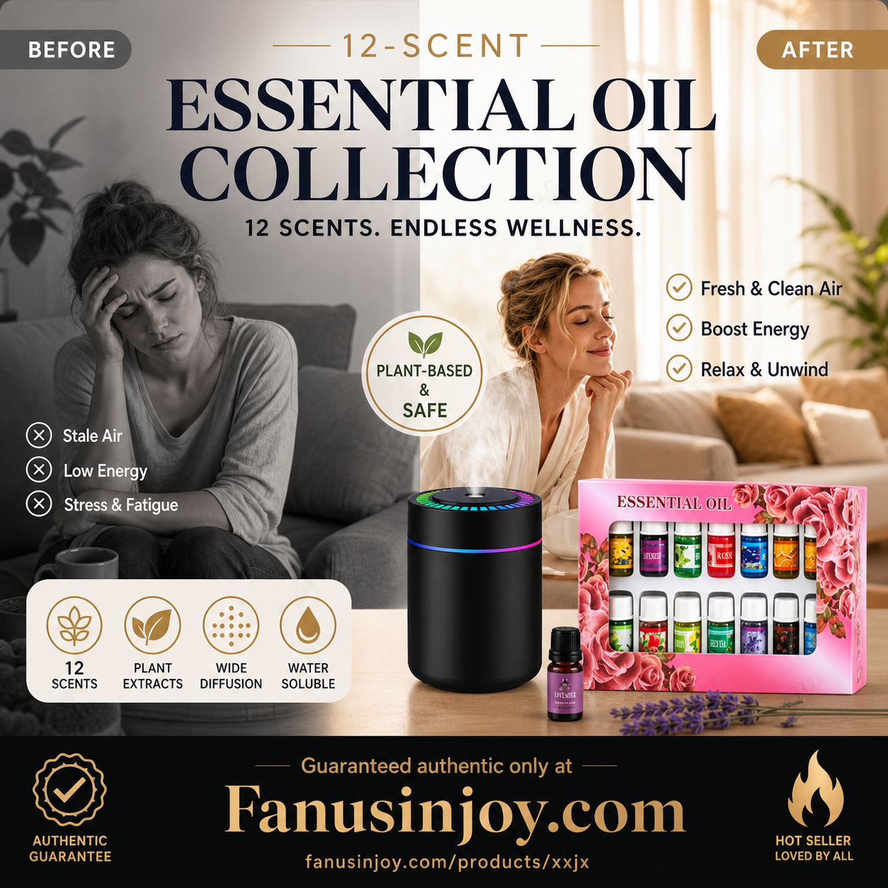 🔥Nur für kurze Zeit 50 % Rabatt! 🎁🌺Der frische Duft hebt die Stimmung! 🌷12er-Pack wasserlöslicher ätherischer Öle