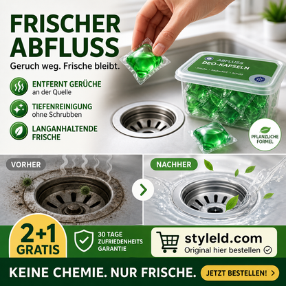 🏠💧 50 % Rabatt! Abfluss‑Deodorant‑Tabs – Bio‑Enzym‑Formel neutralisiert Gerüche direkt an der Quelle. Sofortiger Frischeduft, ohne aggressive Chemikalien. Verabschieden Sie sich von unangenehmen Gerüchen. 🚰✅