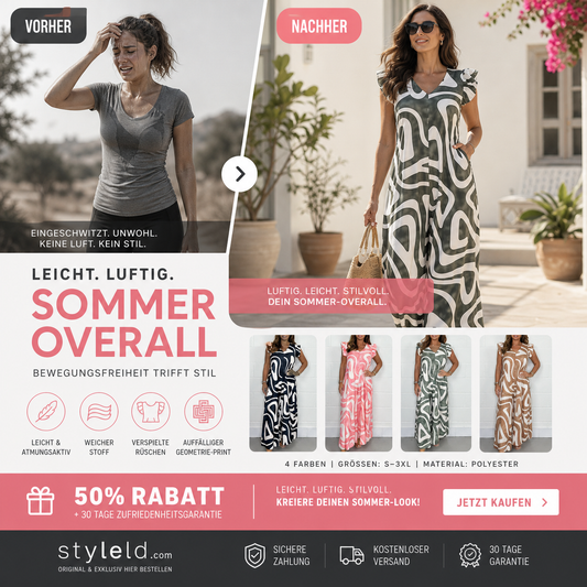 💎 -50% AUF DEN JUMPSUIT! 💎 Sommerlicher Jumpsuit mit gerafften, weiten Beinen & geometrischen Prints für Damen ✨