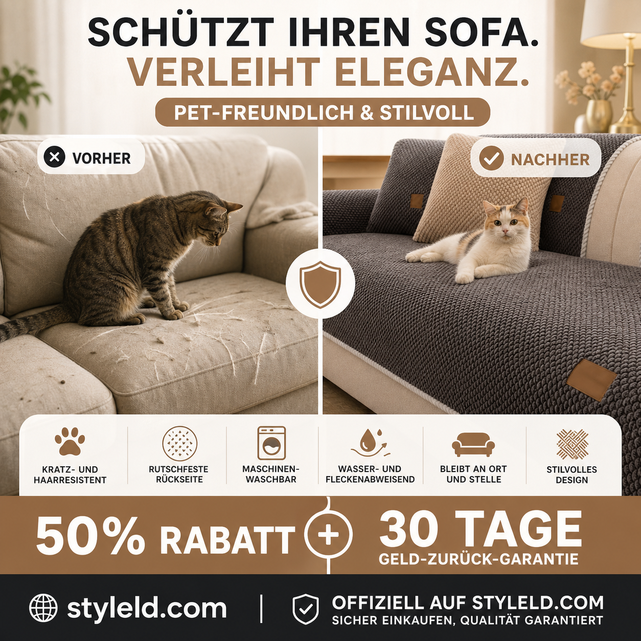 🛋️ 50% RABATT! 🧼 Dicke rutschfeste waschbare Sofaabdeckung – Strapazierfähig, pflegeleicht & perfekt für Haushalte mit Haustieren und Kindern 🐾