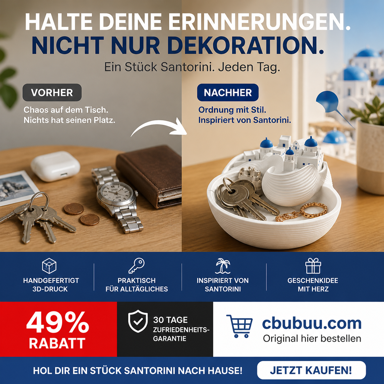 🌊 Letzter Tag – 50 % Rabatt auf die Santorini-Schale
