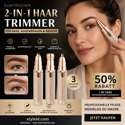 💆 LIMITIERTER 50% RABATT! 3-in-1 wiederaufladbarer Elektrischer Trimmer – Für Augenbrauen, Nasenhaare & Gesichtsbehaarung, USB-Ladung