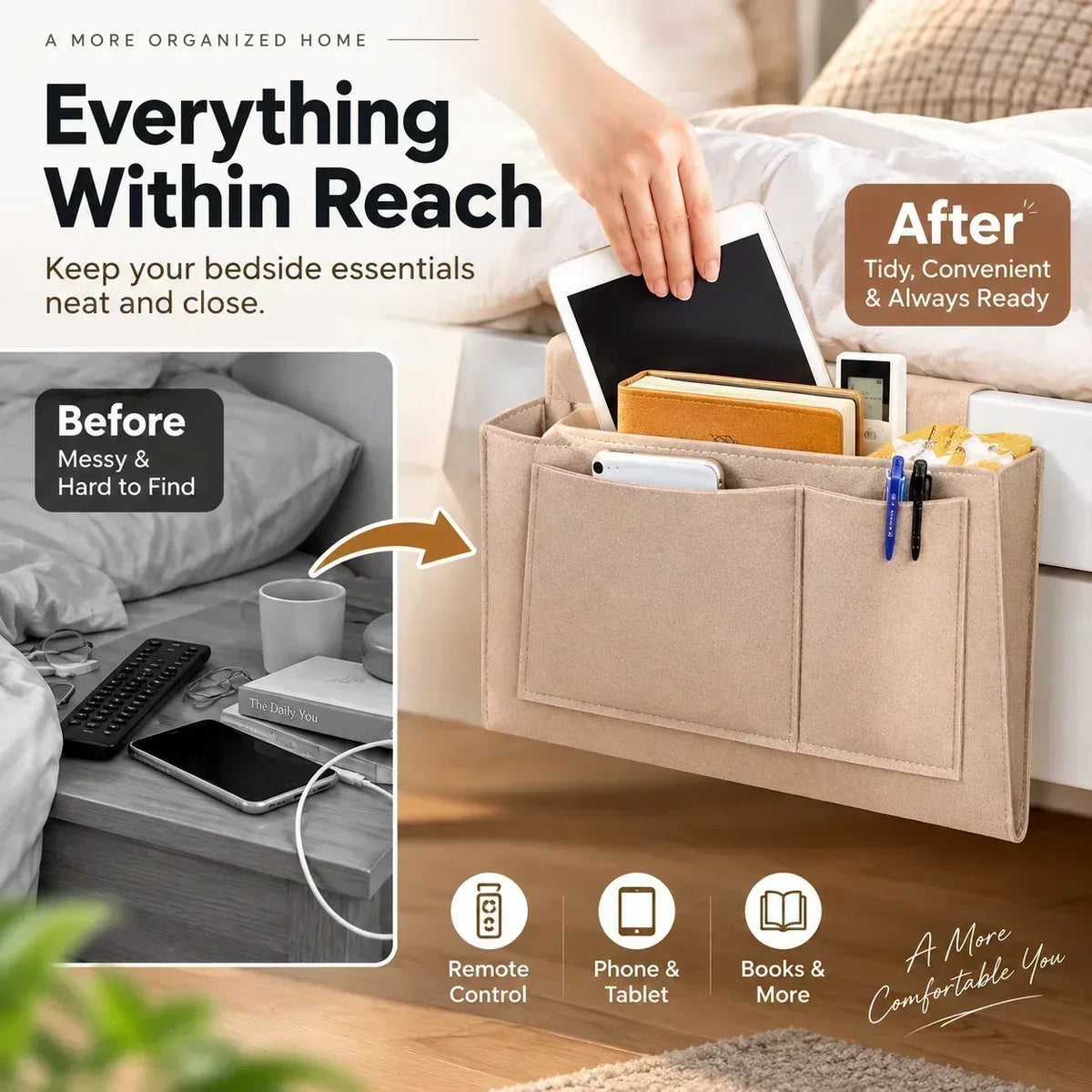 🛒 Filz-Organizer – Extra Fächer, schnelle Montage & Ordnung ✨