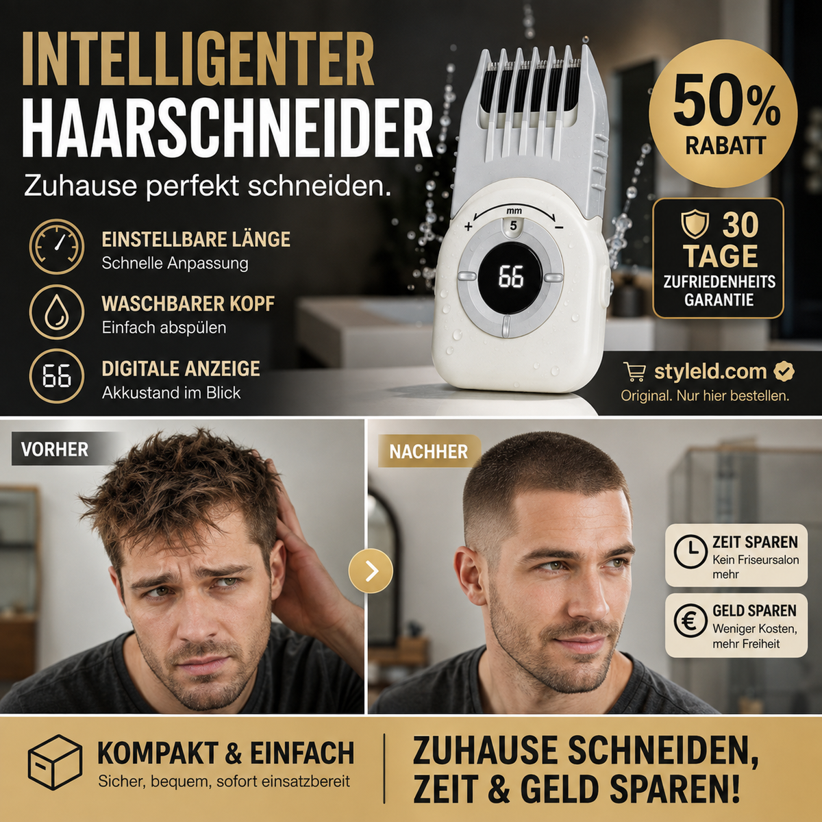 ✂️📱 Akku-Haarschneider – 4-in-1, wasserdicht, USB-C – für Haar & Bart! 🌟