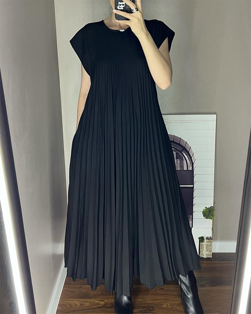 🔥Heute 35% Rabatt🔥Women Pleated Simple Solid Color Dress