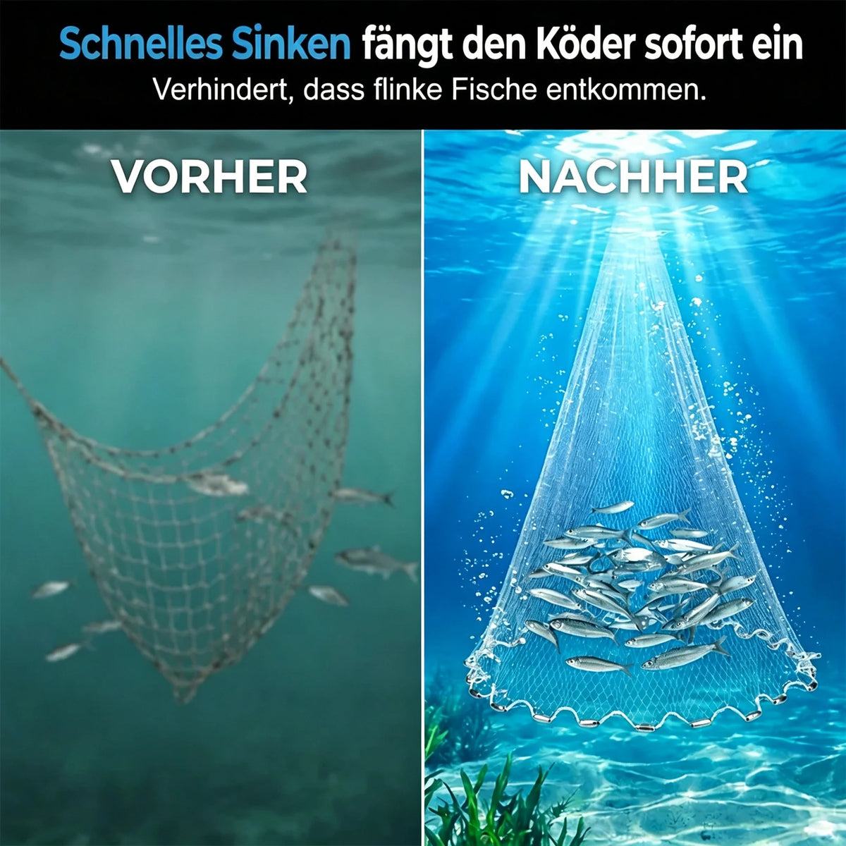 🎉🚨Zeitlich begrenzt – 50% RABATT!🌊🐟Wurfnetz zum Angeln – Robust & schnell sinkend – Perfekt für Meer, See oder Fluss – vielseitig einsetzbar zum Fang von Köderfischen oder Garnelen