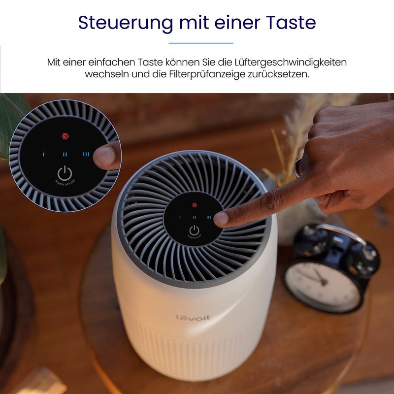 🔥 Luftreiniger Allergiker mit Aromatherapie, HEPA Luftfilter gegen Schimmel, Staub und Tierhaare bis zu 0,3 µm für Schlafzimmer, 7 Watt Energiesparend, 3 Geschwindigkeiten